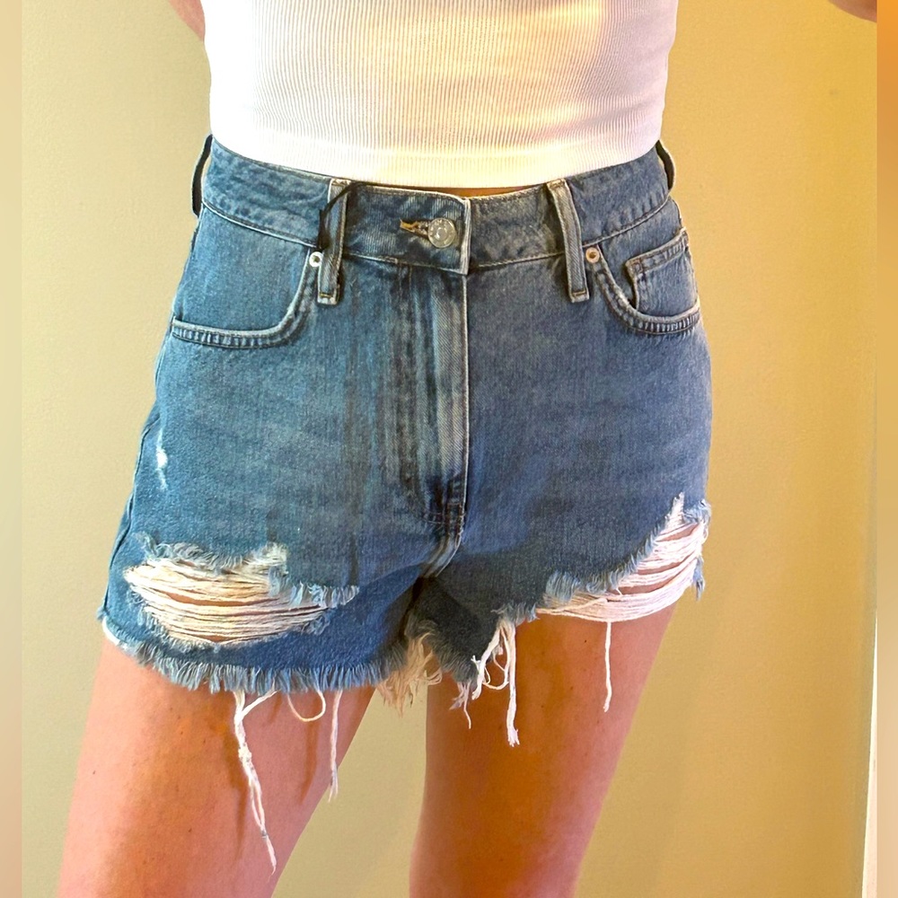 Forever 21 Retro High Rise Distressed Denim Shorts